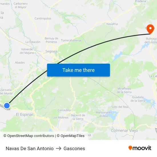 Navas De San Antonio to Gascones map