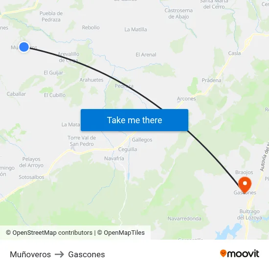 Muñoveros to Gascones map