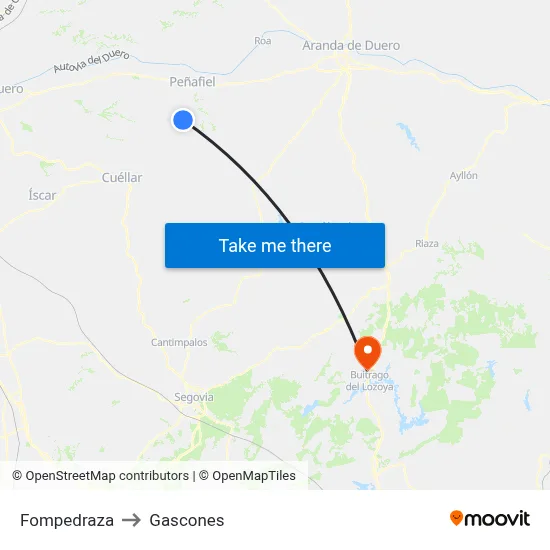 Fompedraza to Gascones map