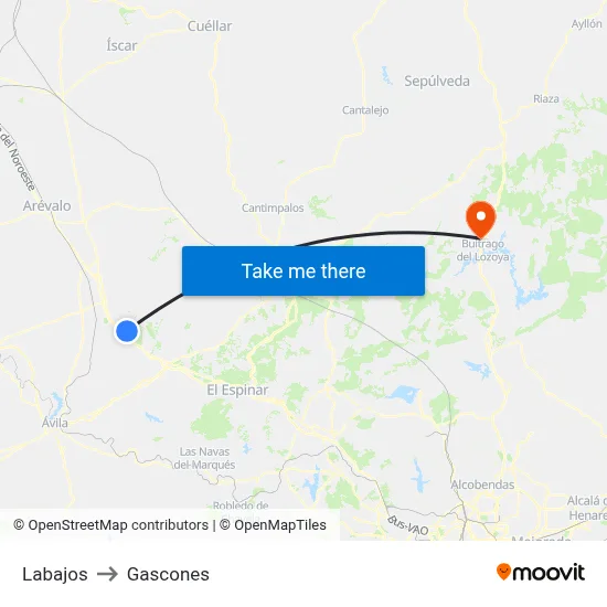 Labajos to Gascones map