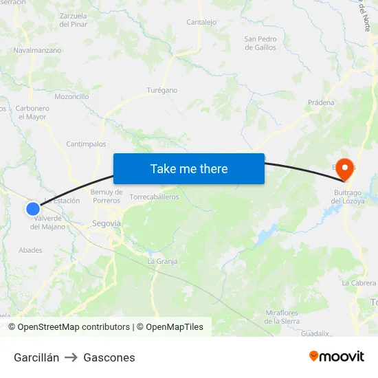 Garcillán to Gascones map