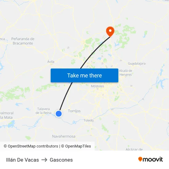 Illán De Vacas to Gascones map
