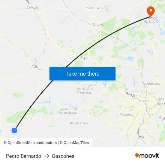 Pedro Bernardo to Gascones map