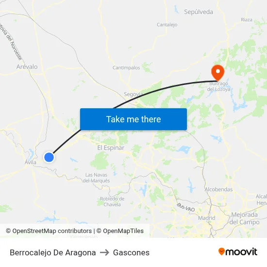 Berrocalejo De Aragona to Gascones map