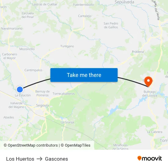 Los Huertos to Gascones map
