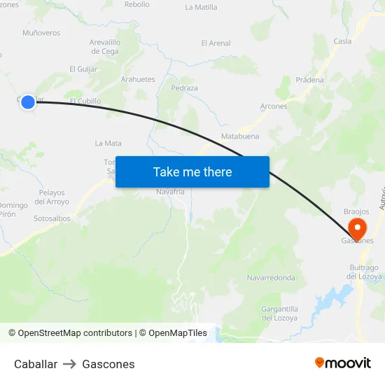 Caballar to Gascones map