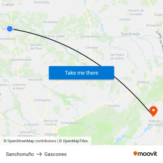 Sanchonuño to Gascones map