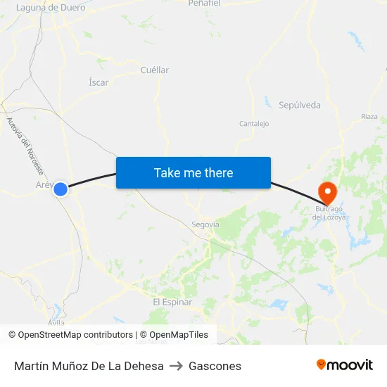 Martín Muñoz De La Dehesa to Gascones map
