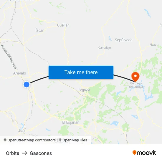 Orbita to Gascones map