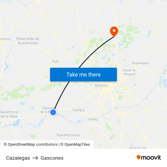 Cazalegas to Gascones map