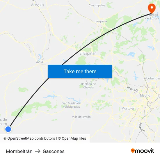Mombeltrán to Gascones map