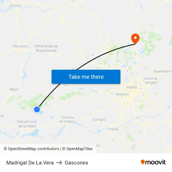 Madrigal De La Vera to Gascones map