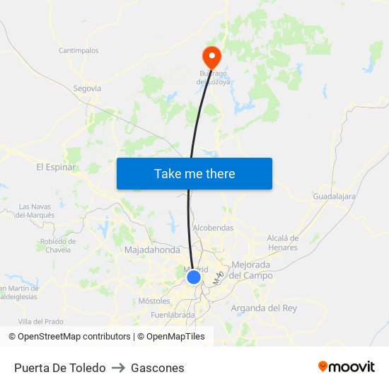 Puerta De Toledo to Gascones map