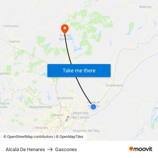 Alcalá De Henares to Gascones map