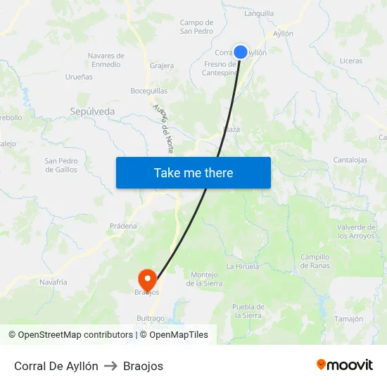Corral De Ayllón to Braojos map