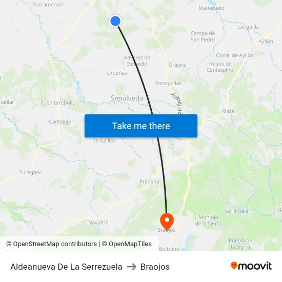 Aldeanueva De La Serrezuela to Braojos map