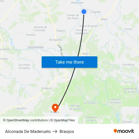 Alconada De Maderuelo to Braojos map