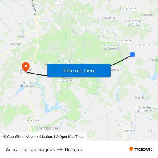 Arroyo De Las Fraguas to Braojos map