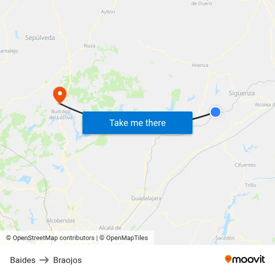 Baides to Braojos map
