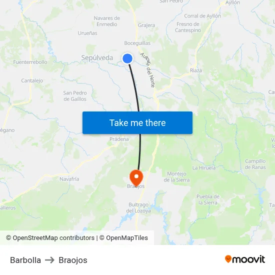 Barbolla to Braojos map