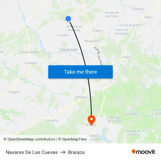 Navares De Las Cuevas to Braojos map