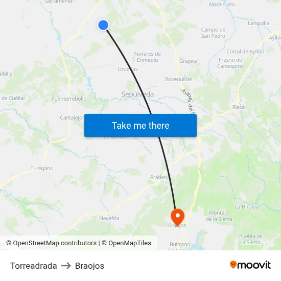 Torreadrada to Braojos map