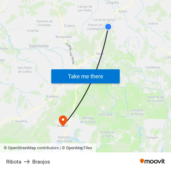 Ribota to Braojos map