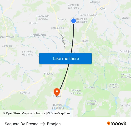 Sequera De Fresno to Braojos map