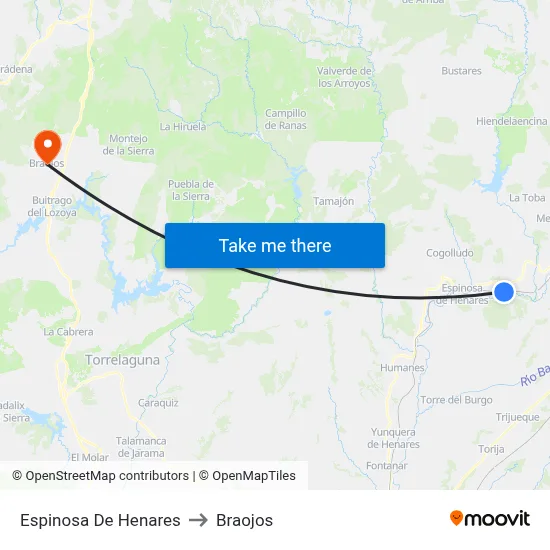 Espinosa De Henares to Braojos map