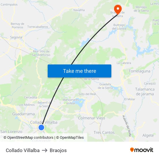 Collado Villalba to Braojos map