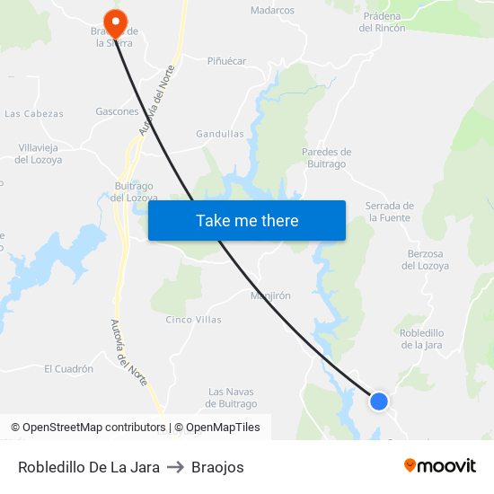 Robledillo De La Jara to Braojos map