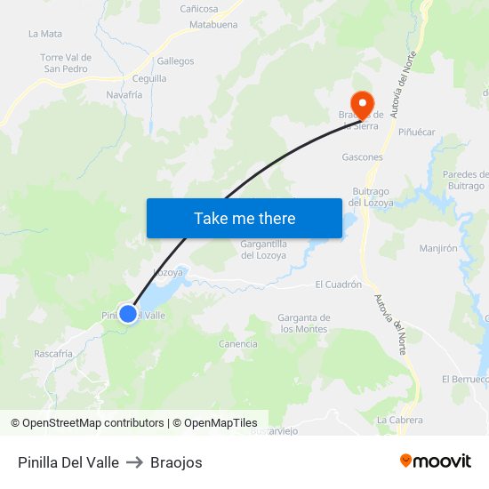 Pinilla Del Valle to Braojos map