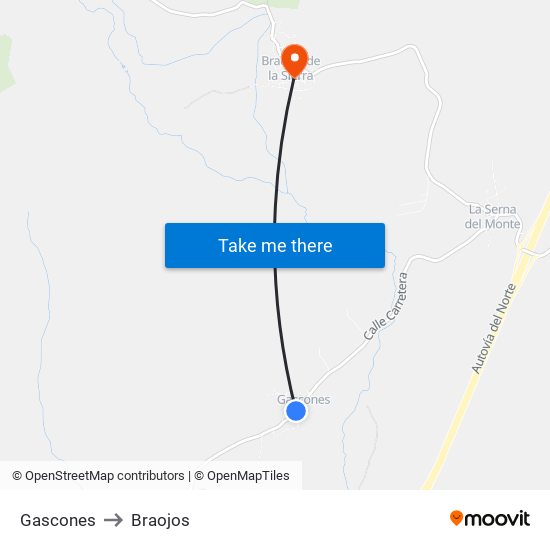 Gascones to Braojos map