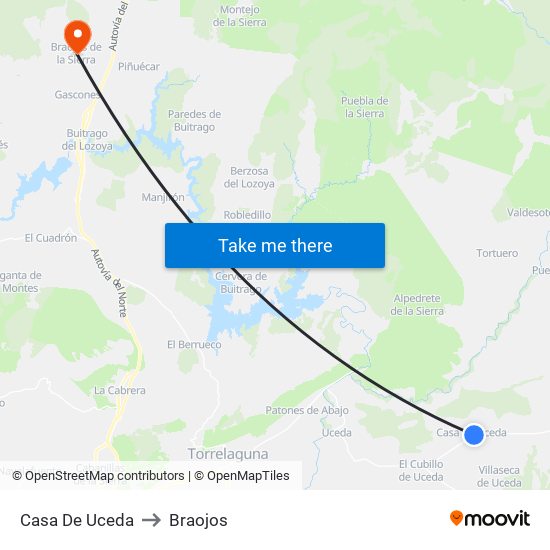 Casa De Uceda to Braojos map