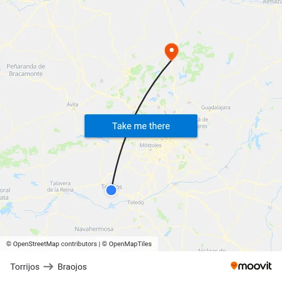Torrijos to Braojos map