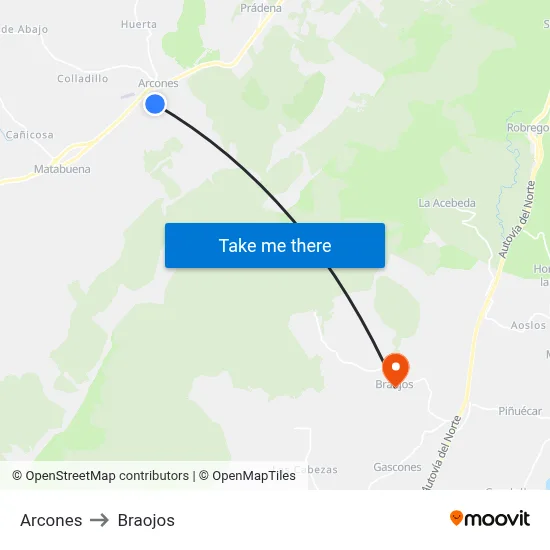Arcones to Braojos map