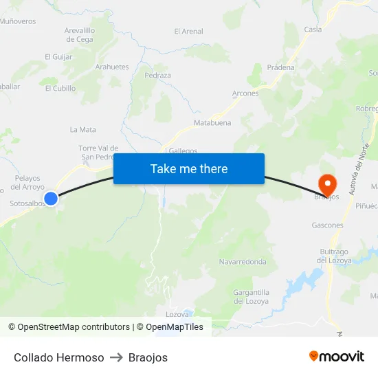 Collado Hermoso to Braojos map