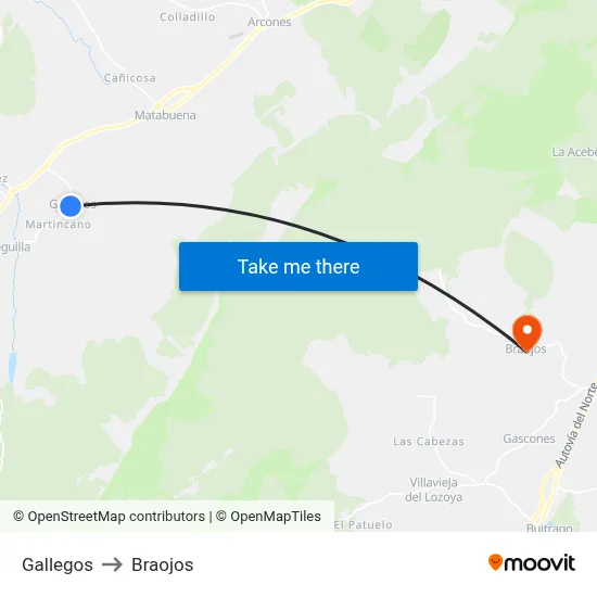 Gallegos to Braojos map
