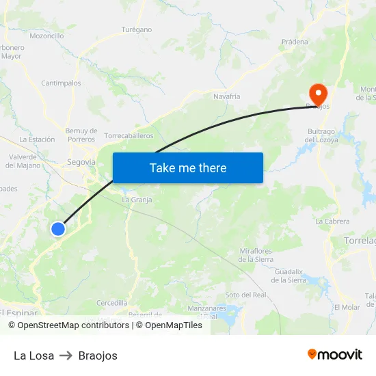 La Losa to Braojos map
