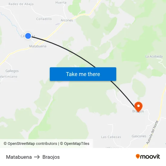 Matabuena to Braojos map