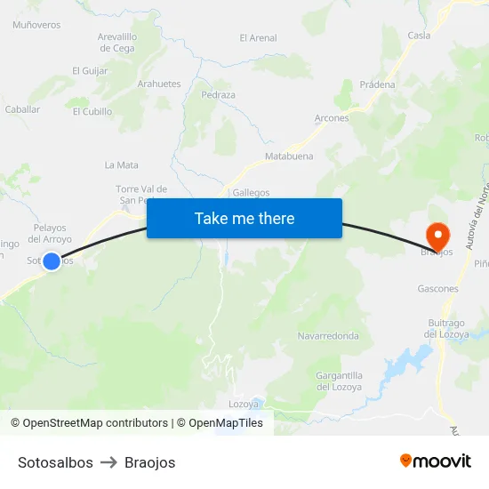 Sotosalbos to Braojos map