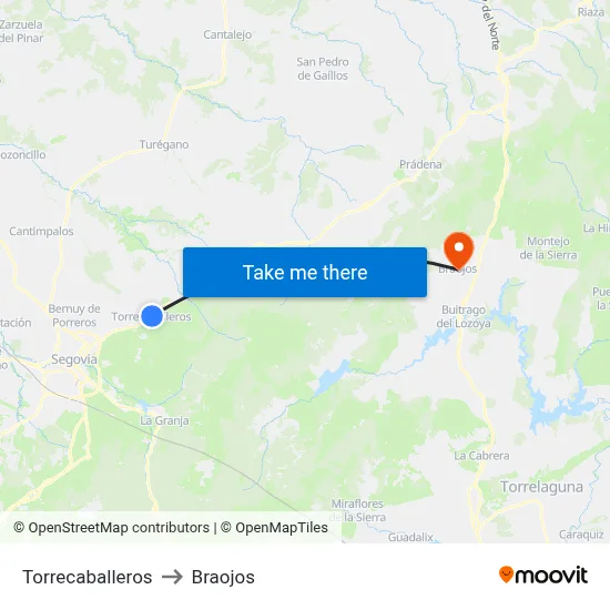 Torrecaballeros to Braojos map