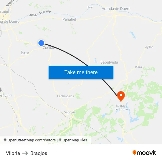 Viloria to Braojos map