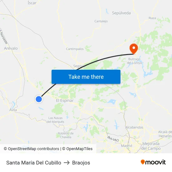 Santa María Del Cubillo to Braojos map