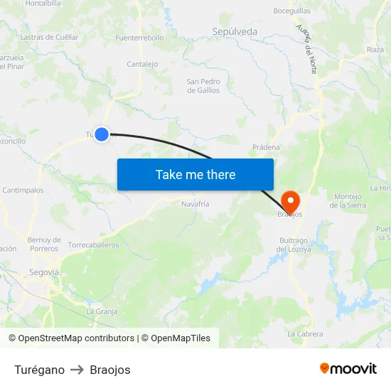 Turégano to Braojos map