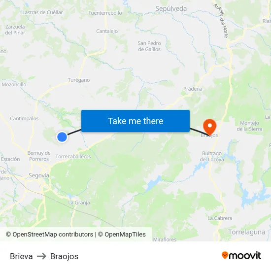 Brieva to Braojos map