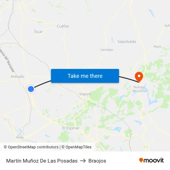 Martín Muñoz De Las Posadas to Braojos map