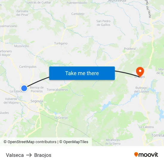 Valseca to Braojos map