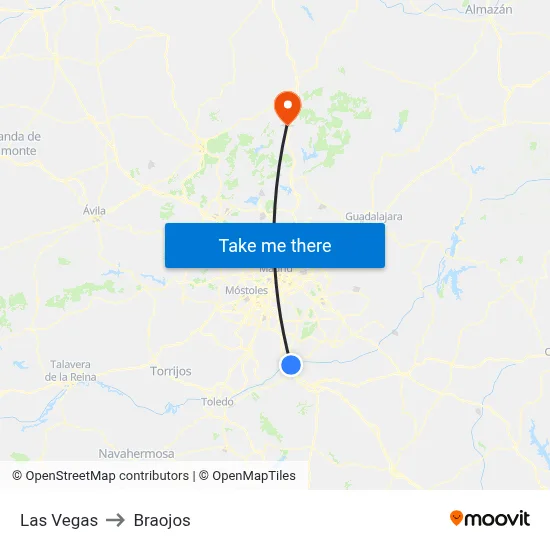 Las Vegas to Braojos map
