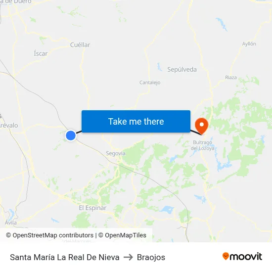 Santa María La Real De Nieva to Braojos map
